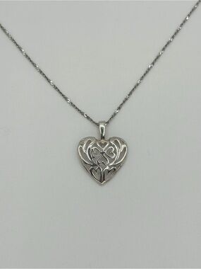 Sterling Silver 925 Heart clover Celtic Pendant Necklace